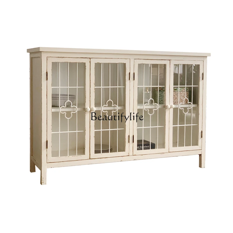 

Gz012 European-Style Country Style White as Old Wooden Hallway Dining Side Locker