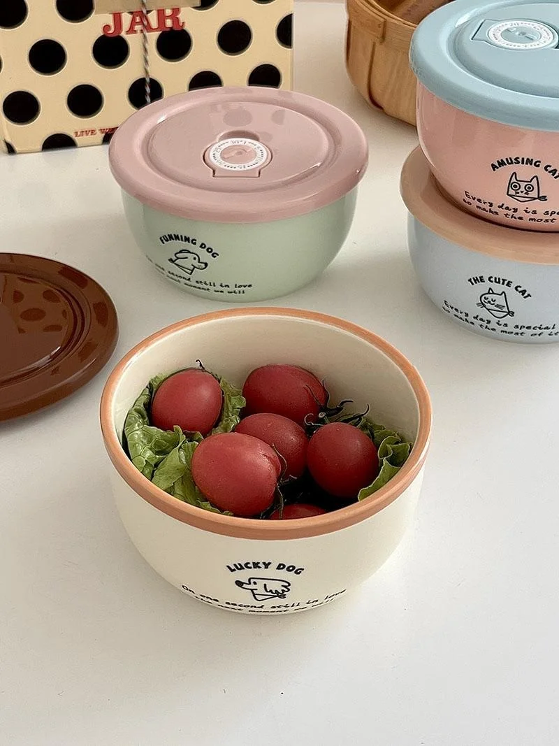 

Эстетичная чаша Dopne для хранения продуктов: для фруктов, салатов, йогурта, завтраков, риса, в корейском стиле с узором