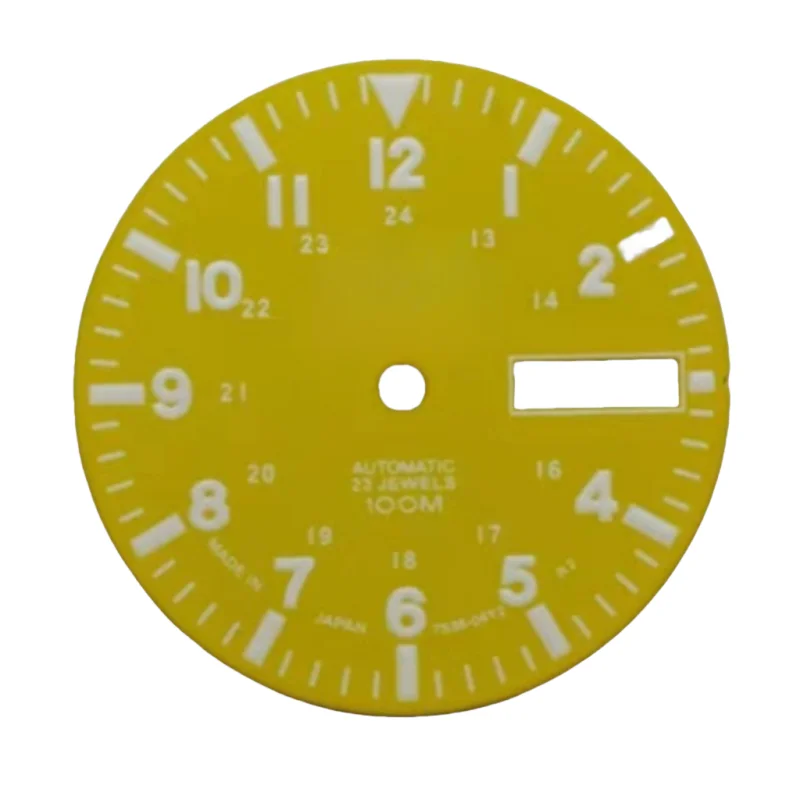 Циферблат NH36, винтажный светящийся циферблат желтого, оранжевого, белого, черного, зеленого цветов, 28,5 мм, подходит для часов NH36, Часовые аксессуары