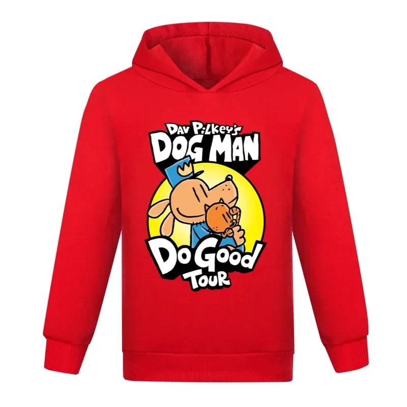 Dogman Felpa con cappuccio per bambini Felpa per bambino Ragazzo Ragazza Primavera con cappuccio Cartoon Dog Man Camicia a maniche lunghe stampata Abbigliamento Regalo di Natale