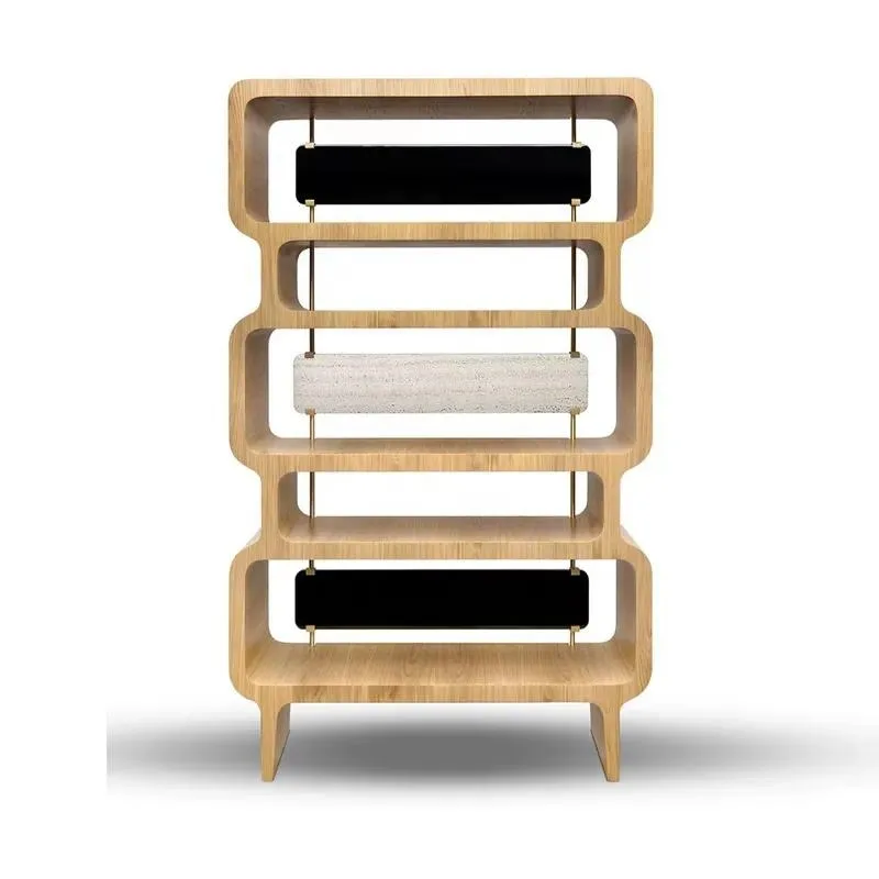 Vintage Modern Wooden Bookshelf Decorative Bookcase Living Room Partition Interior Design
