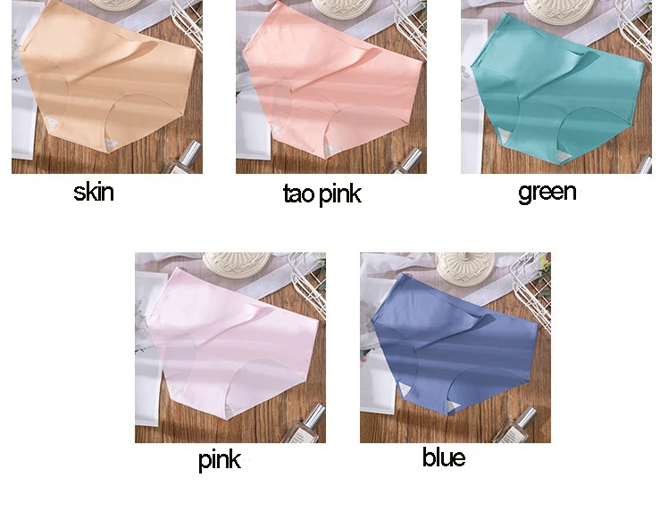 3Pcs Plus Größe Unterwäsche frauen Höschen Eis Seide Einfarbig Damen Nahtlose Unterhose Mädchen Briefs Atem Sexy Dessous weibliche – Detail 9