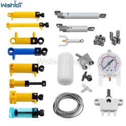 MOC 공압 부품 에어탱크 압력 게이지 액추에이터 실린더 펌프 스위치 호스, 공기력 벽돌, 레고드 호환 빌딩 블록