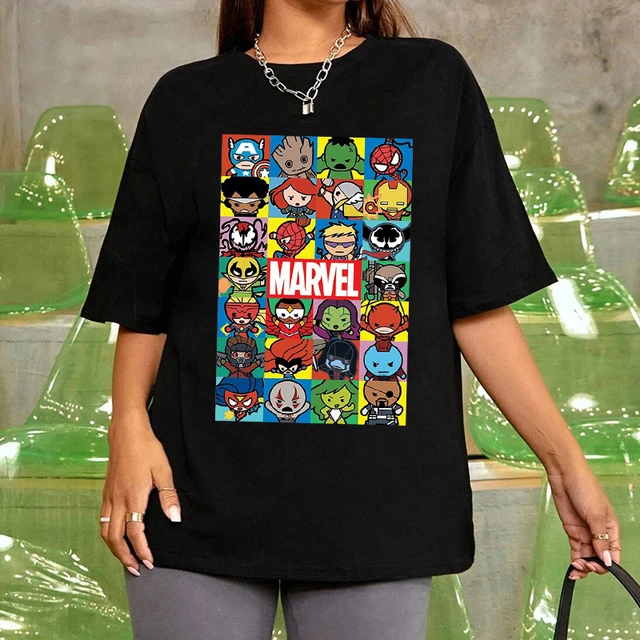 Disney Fashion New Marvel Superhero T Shirt Summer Women Short Sleeve Cartoon T shirt Streetwear Y2k Top Funny Female Blouse AliExpress 200000345