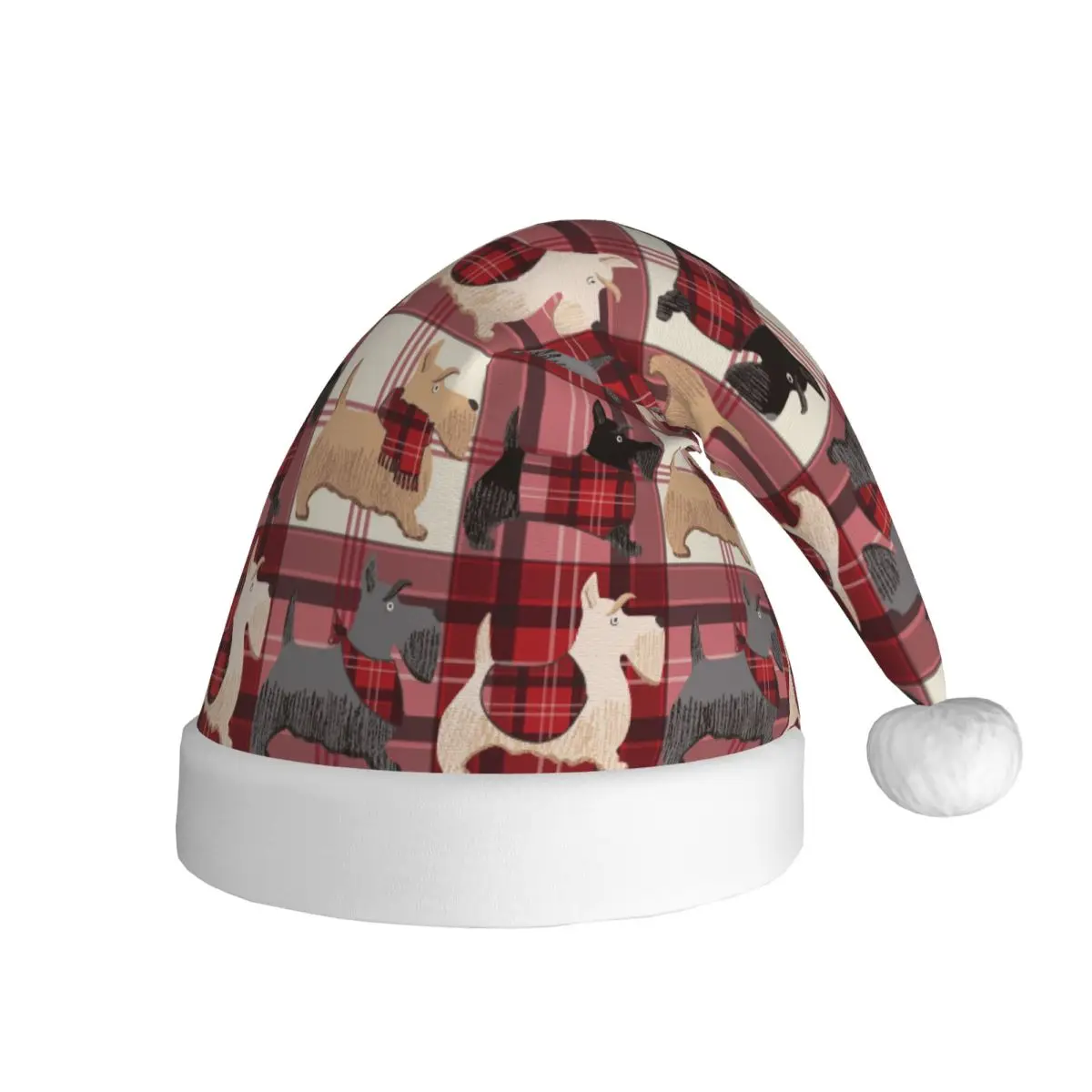 Scottish Terrier Cute Puppies Christmas Hat for Adult Men Women Gift for Animal Dog Lover Santa Hat Cap Xmas Decor Headdress