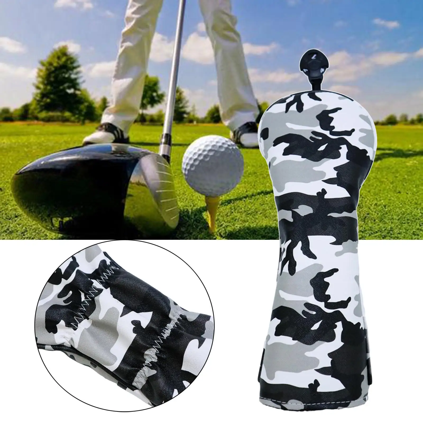 Camo Golf Wood Head Cover Fairway Hybrid Club Headcover Guard Sleeve Guard