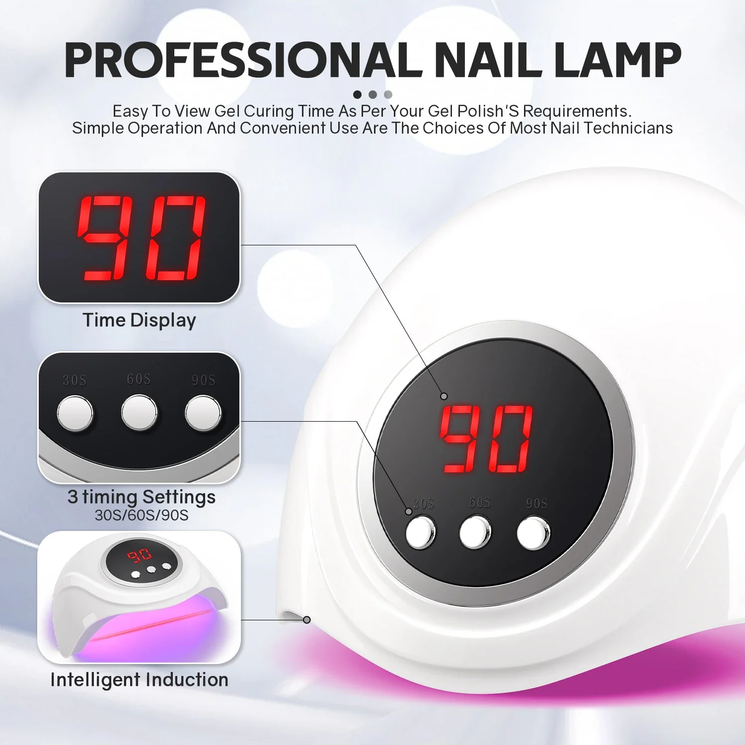 72W Professional UV LED Nail Dryer With Motion Sensing 24LEDS Nail Drying Lamp For Curing All Gel Nail Polish Manicure Tools