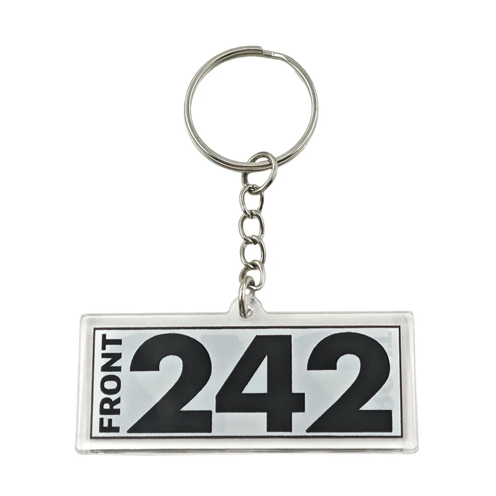 Front 242 Keychains Electronic Body Music EBM Rock Band Logo Acrylic Keyring Fan Collection Backpack Decoration Pendant Gift