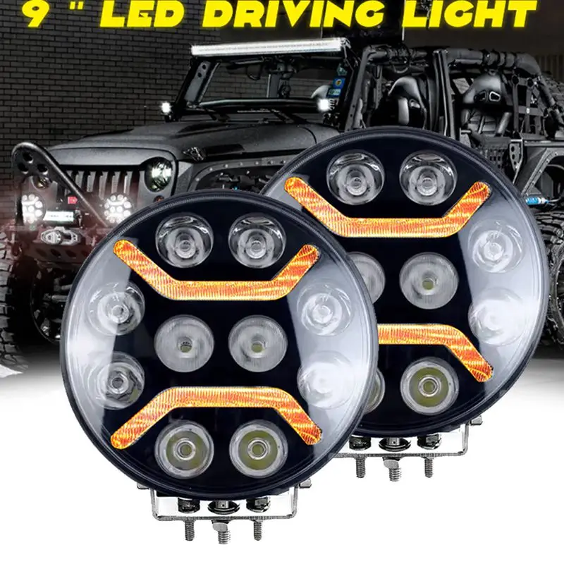 9 Inches 90W Round Driving Led Work Lights For Truck SUV ATV Tractor Boat Popular Design 24 V Round Led Offroad Headlights 1 PCS