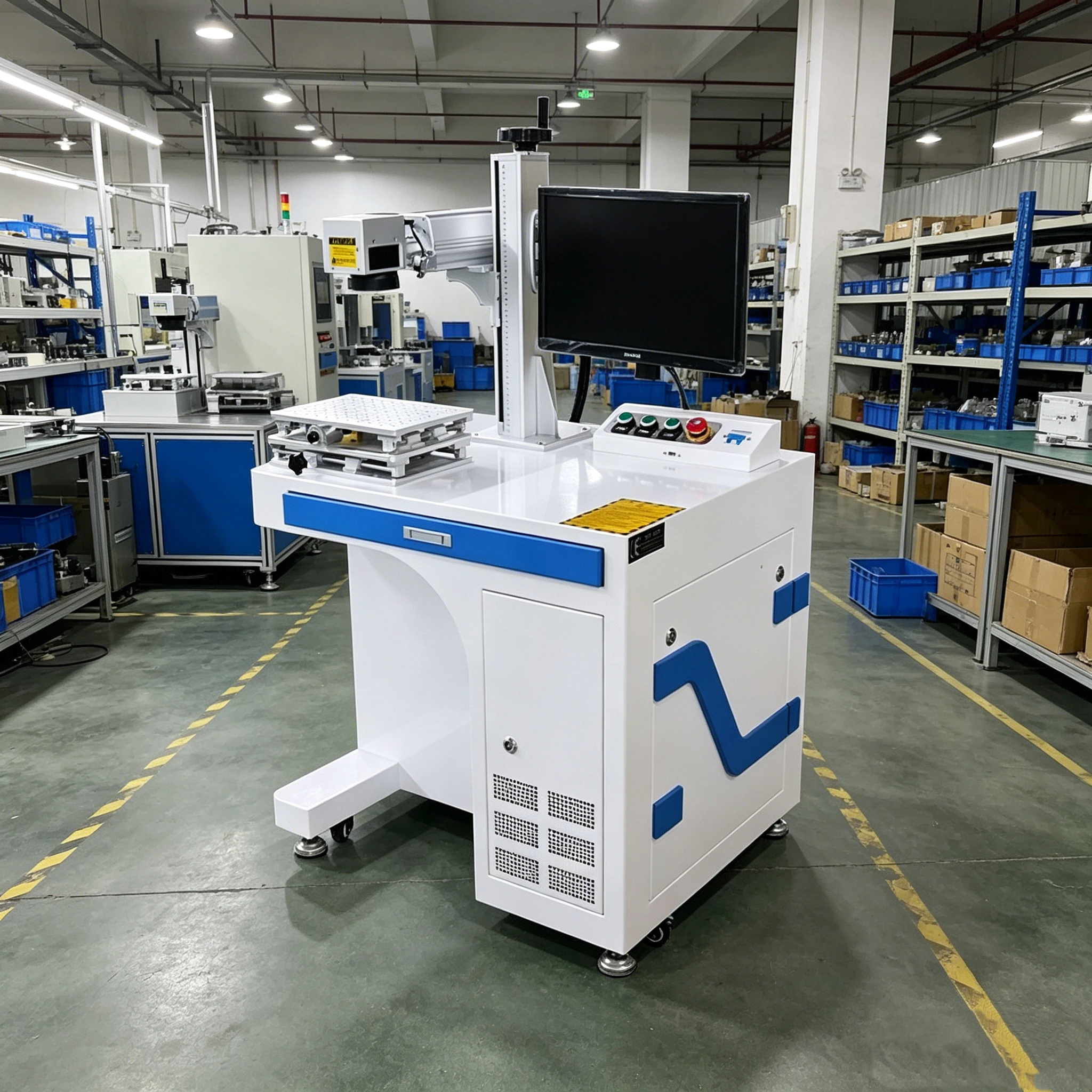 Rotary Axis Fiber Laser Marking Machine For Cylindrical Metal Tube And Rod