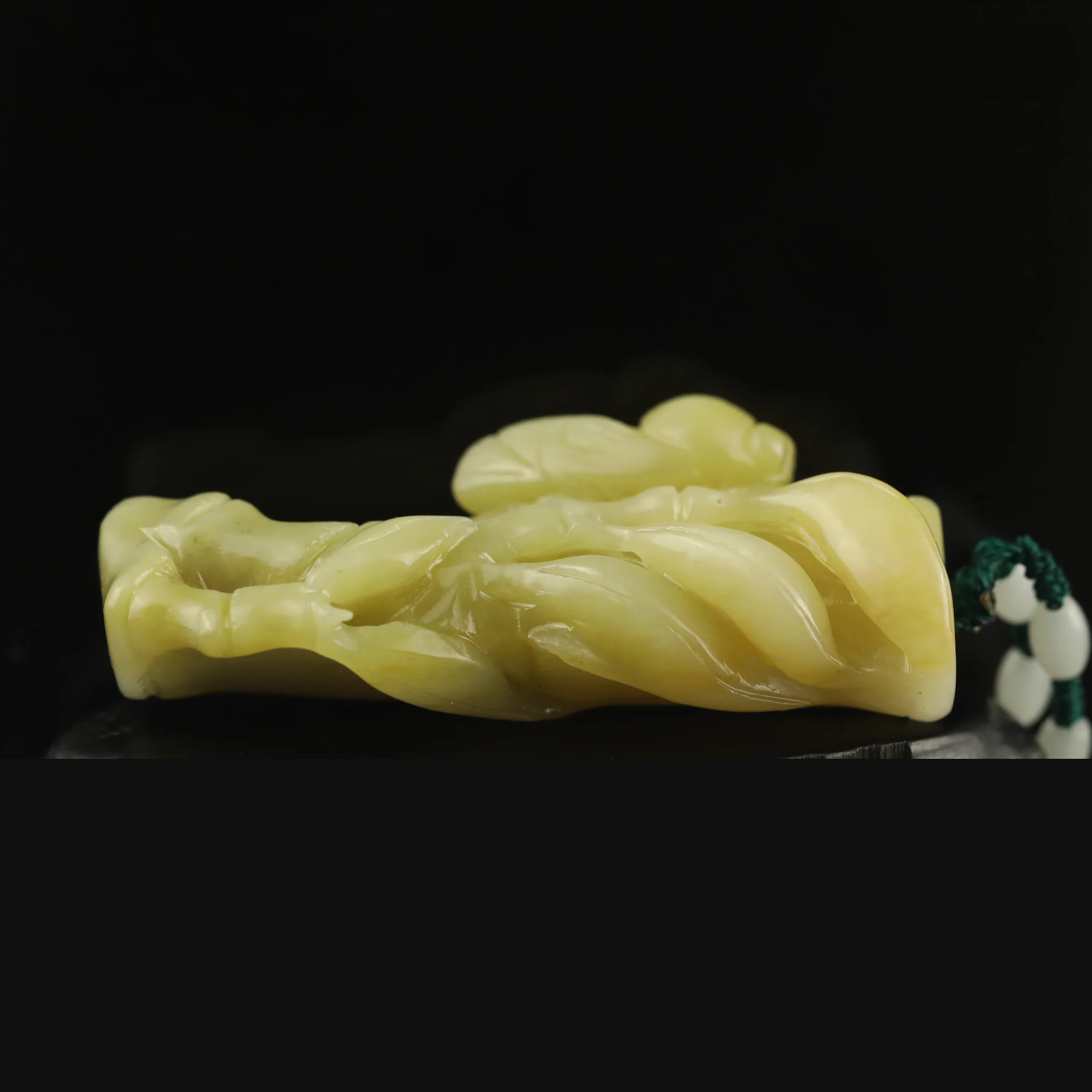 الصين القديمة الطبيعية اليشم الهيتي منحوتة الزيز الرائع على قلادة الخشب هدية لطيفة # 38