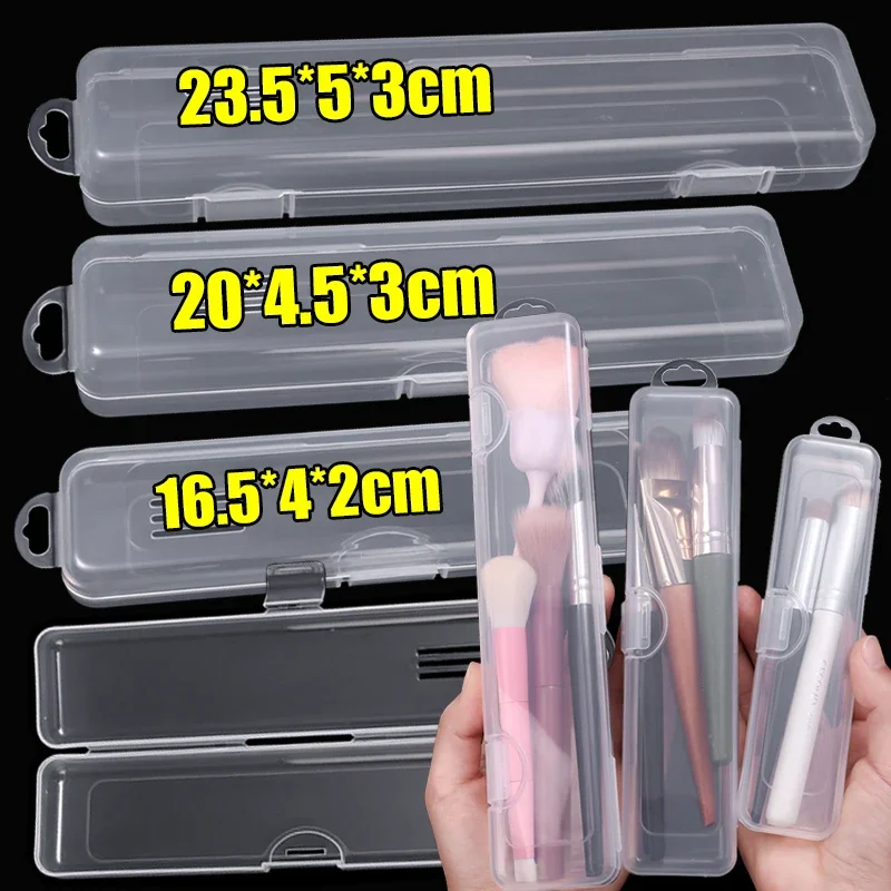 

Portable Makeup Brush Storage Box Multiple Size Eyebrow Pencil Tableware Chopsticks Transparent with Cover Kitchen Accessories