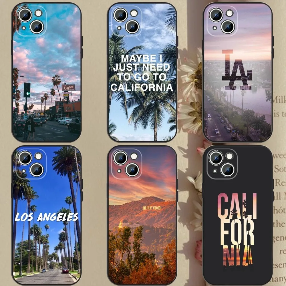 

Travel Los Angeles California Phone Case For Apple iPhone 15,14,13,12,11,XS,XR,X,8,7,Pro,Max,Plus,mini Silicone Black Cover