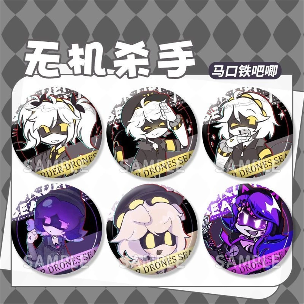 58mm Anime Murder Drones Uzi Doorman N V J Doll Tessa James Elliott Cosplay COSTUME Badge Pin SPTE Tinplate Brooch﻿ Prop