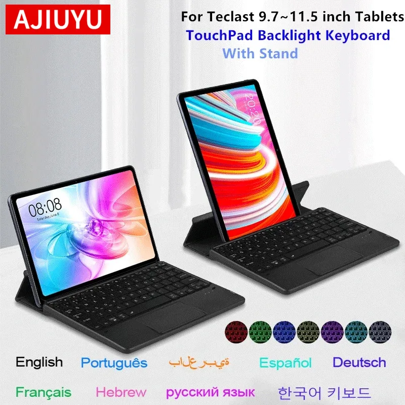 TouchPad Keyboard For Teclast M40 Pro M40 P20S P20HD M40 Plus P30s P40HD T40 Pro T50 M50 10.1 Tablet Backlit keyboard with Stand