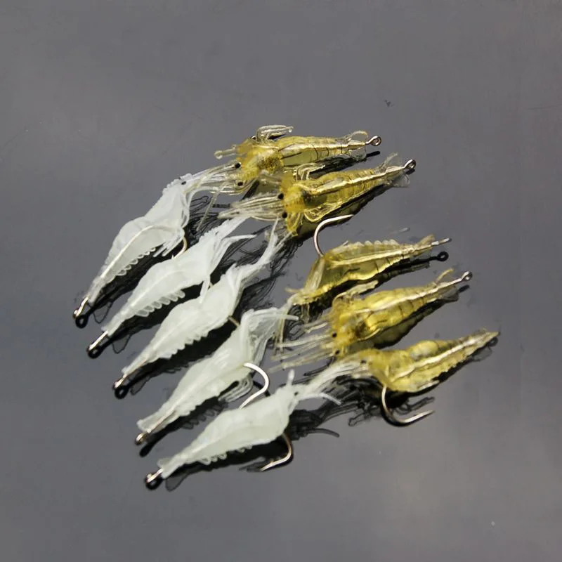 

10PCS Isca Artificial Soft Shrimp Lure Worm For Fishing Bait 1.3g/4cm Hook Sharp Crankbait Lures Silicone Shone Prawn Bait