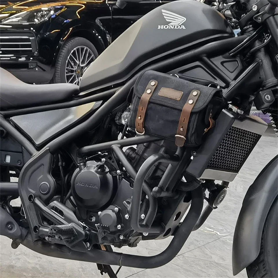 Motorcycle Universal Waterproof Canvas Tool Side Pouch Luggage Travel Bag Saddlebag For Harley Softail Dyna Custom
