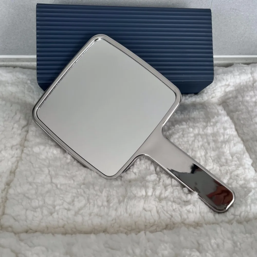 Square Makeup Mirrors Travel HD Beauty Round Hand Cosmetic Mirror Electroplated Handle Small Make Up Mirror Women