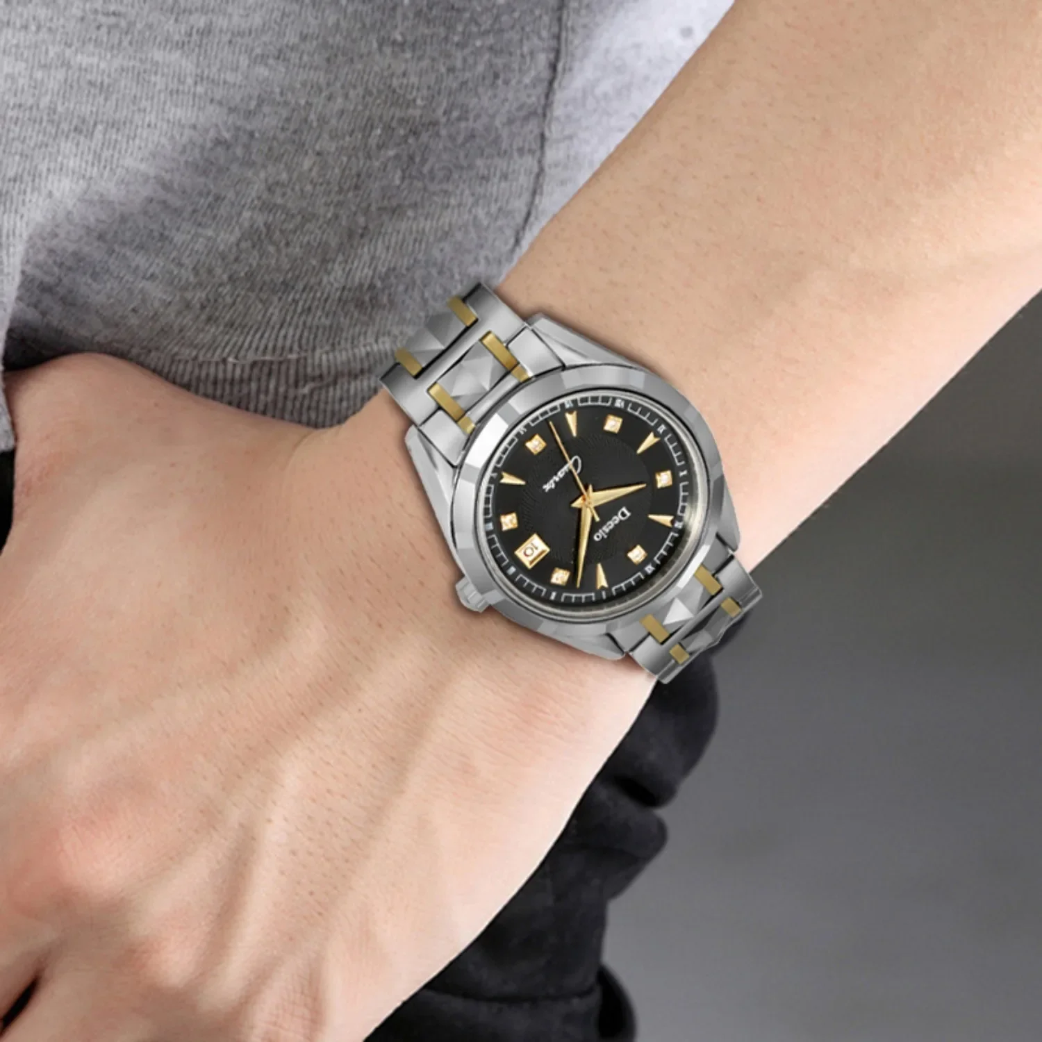 Deesio Luxury Quartz Watch For Men and Women Calendar Luminous Waterproof Stainless Steel,Minimalist Fashion Anniversary Gift