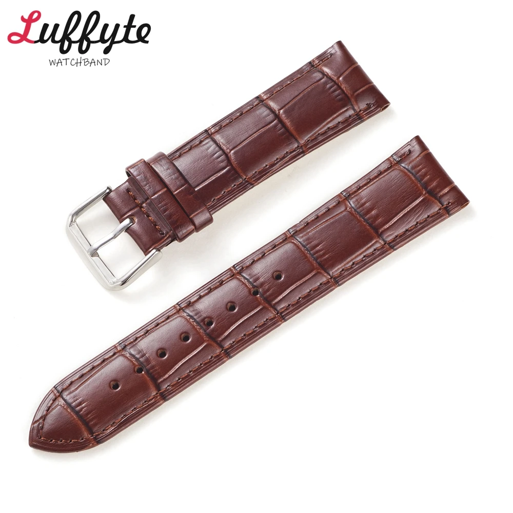 Bamboo Grain Pattern Genuine Leather Strap 18mm 20mm 22mm 24mm Universal for Men Women Business Watch Cowhide Watchband