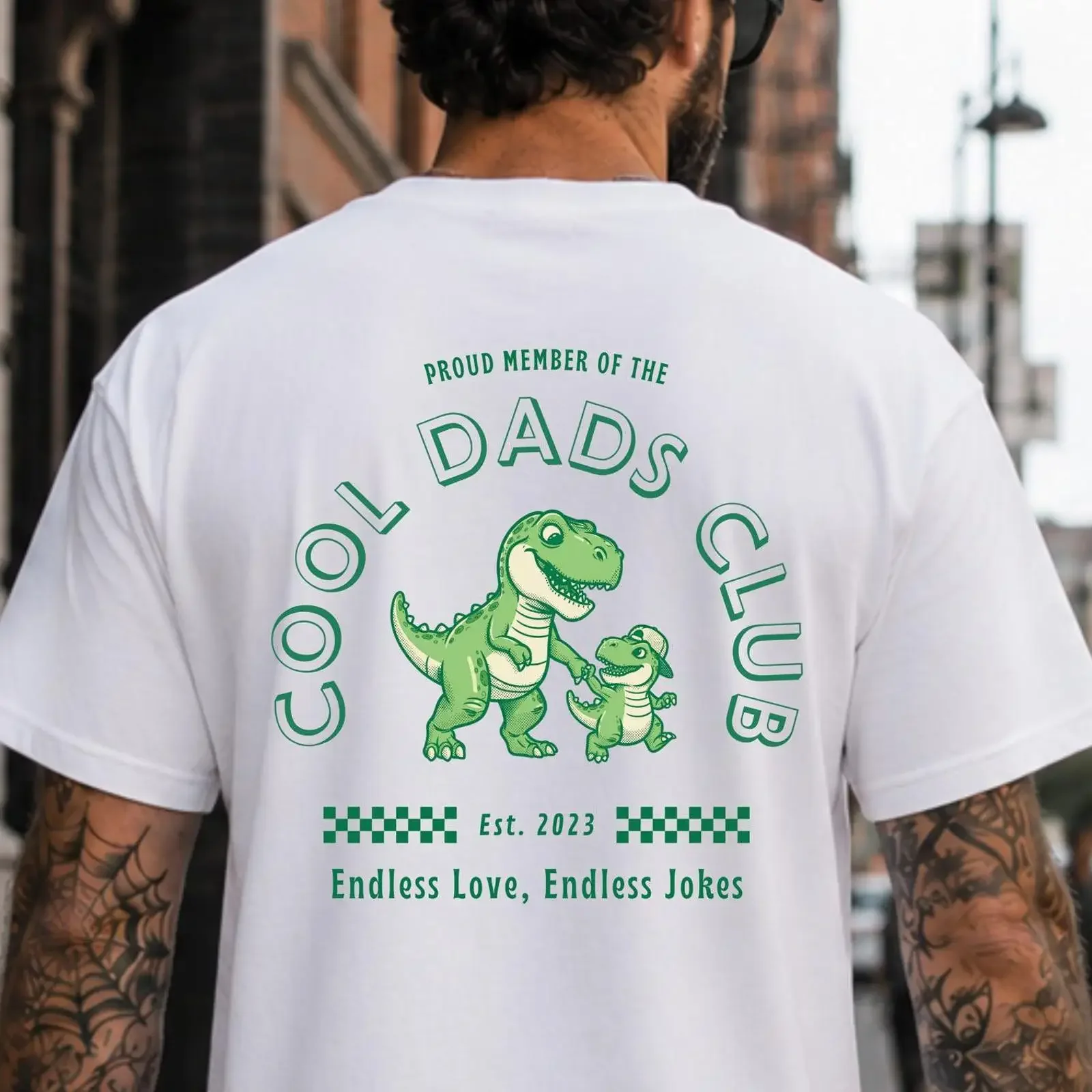 Cool Dads Club T-Shirt, stolzer Mitglied des Dinosaurier-Clubs, 2023, Vatertag, lustiges Papa-Leben, Vintage-Waschung, Oberteil für den Alltag, Herren