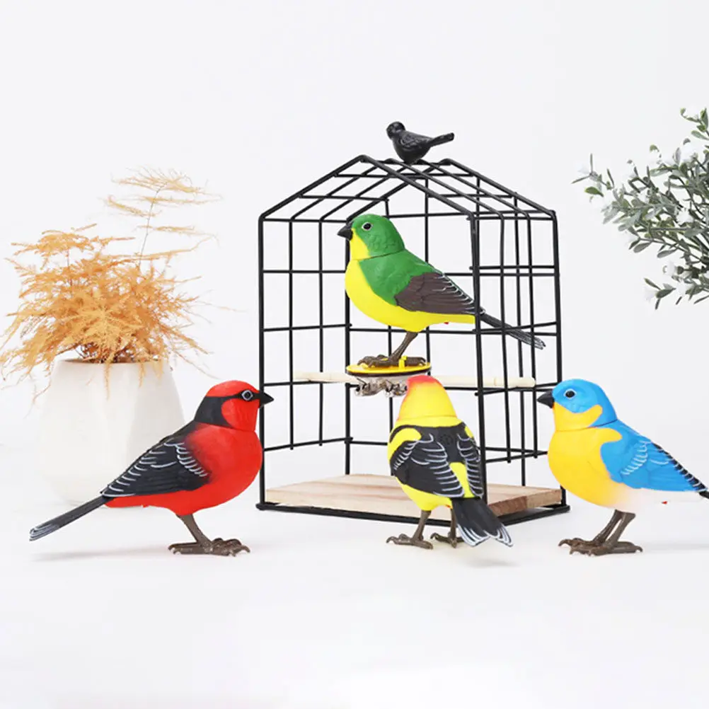 

Электронная декоративная фигурка птицы, реагирующая на звук, для гостиной, стола, полки, создающая естественную атмосферу, забавное украшение из пластика