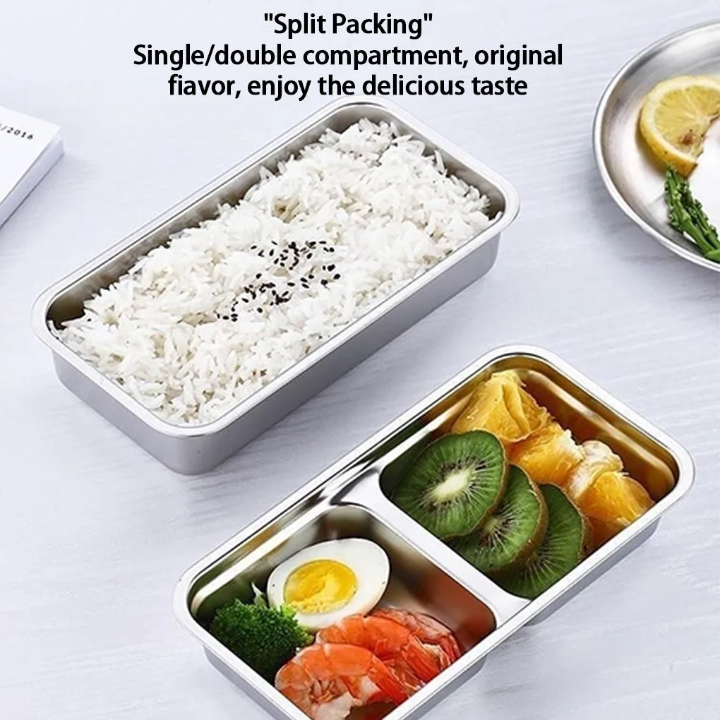 

Нержавеющая сталь с одним/двойным отделением, ланч-бокс Bento, многоразовый ящик для хранения свежести, контейнер для фруктов и еды для пикника на открытом воздухе