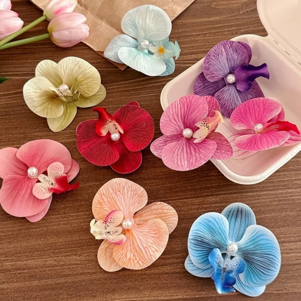 

Artificial Orchid Flower Butterfly Hair Clips for Woman Girls Phalaenopsis Pearl Duckbill Hairgrips Hairpins Hair Accessories