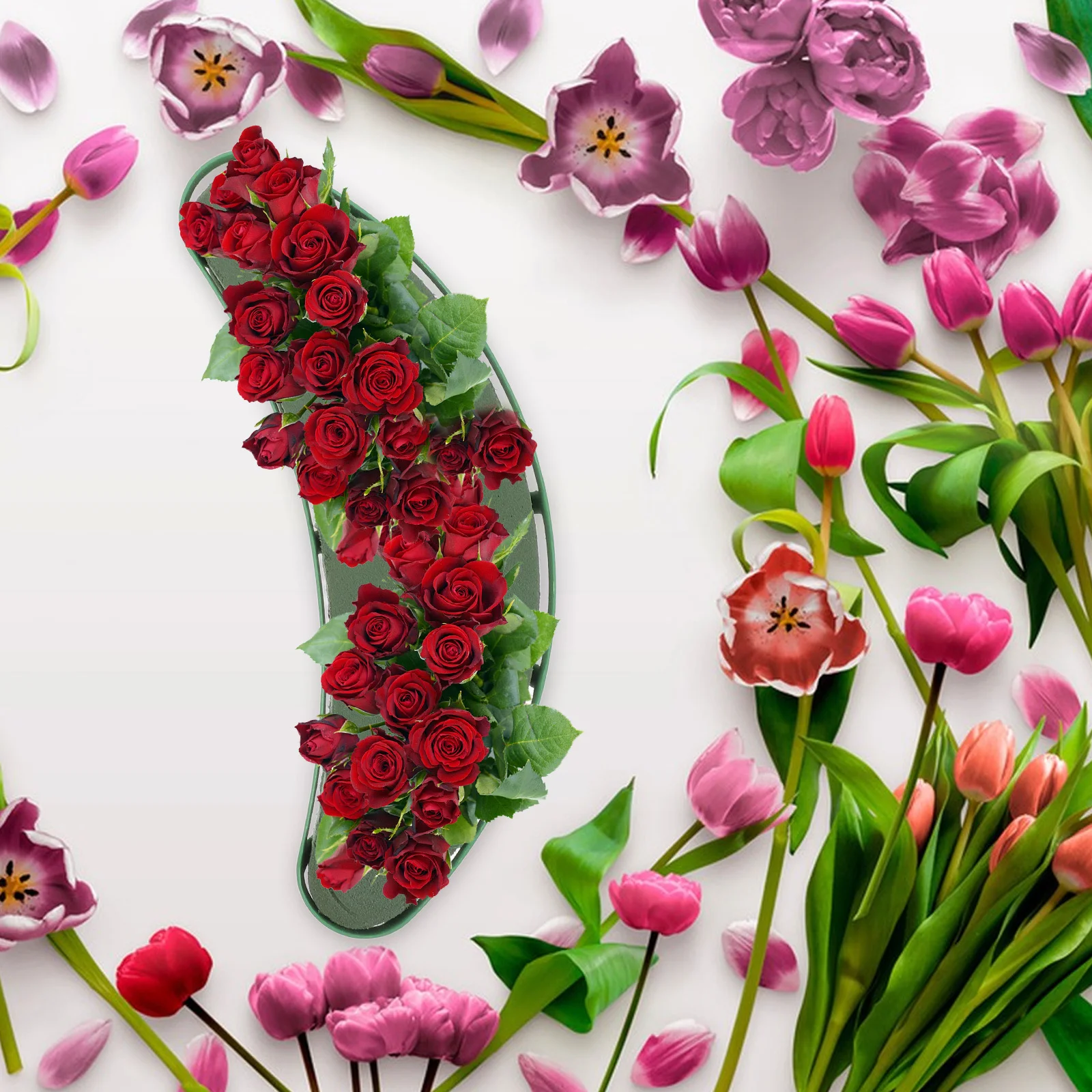 

Crescent Shaped Floral Foam Base Wedding Centerpiece Flower Arrangement Supplies Floral Cage for Fresh Artificial Flowers