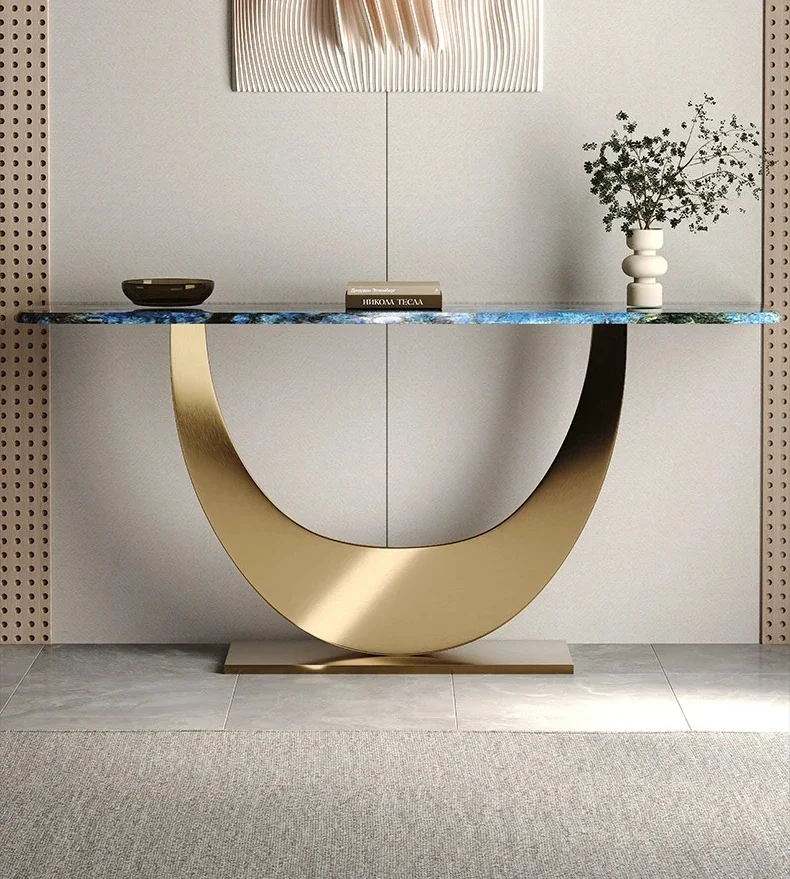 marble entrance platform against the wall Super narrow small apartment light luxury high-end against the wall