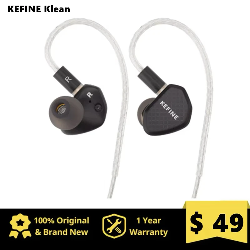 Kefine Klean 10mm DLC Diaphragm Dynamic Driver IEMs Hi-Fi In-ear Earphone with Nozzles and Comfortable 2-pin Silver-plated Cable