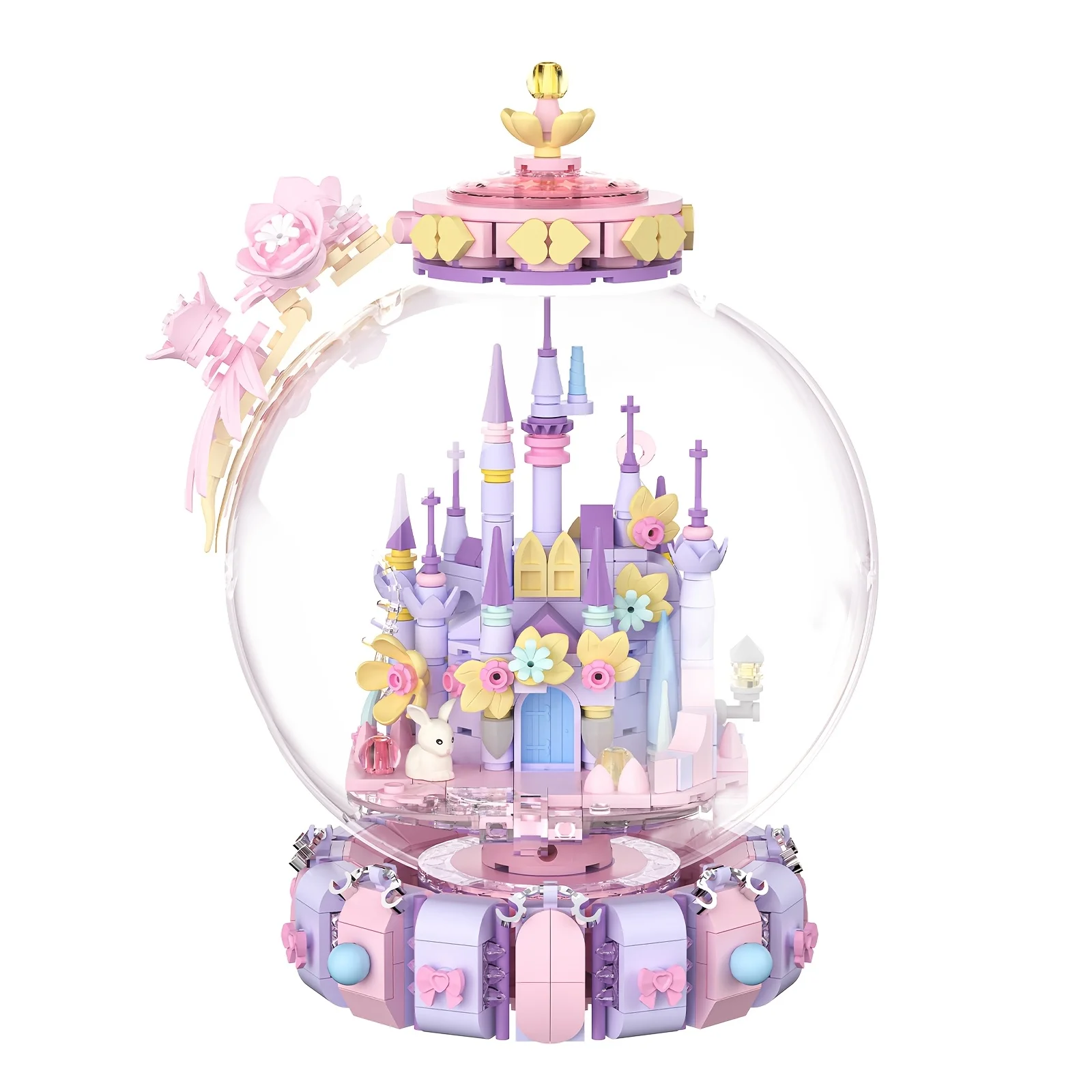 

Fairy Tale Crystal Ball Castle Blocks Pink Puzzle Toy Magical Orb Floral Gift for Girls Birthday Christmas Gift for Youngster