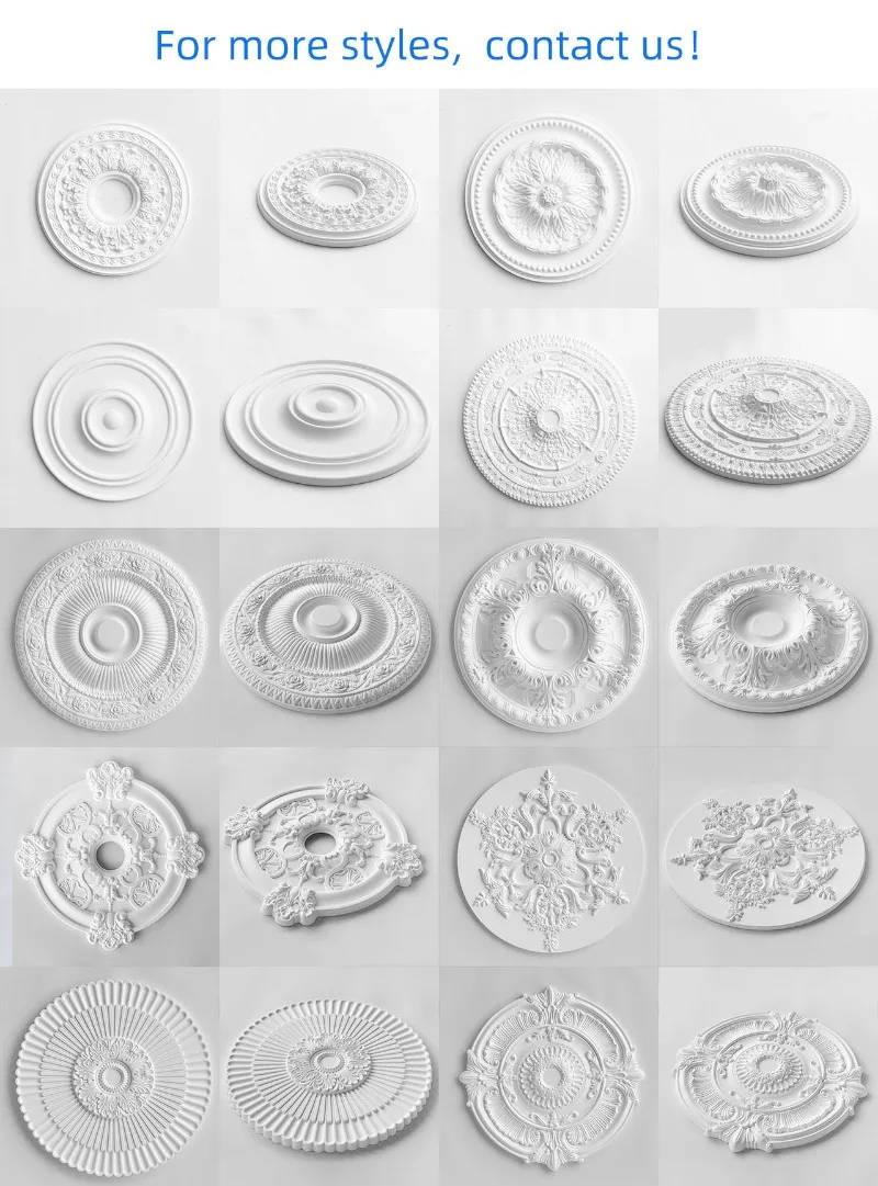 JM7025 Ceiling High Density PU Polyurethane Ceiling Decoration Carved Lamp Tray