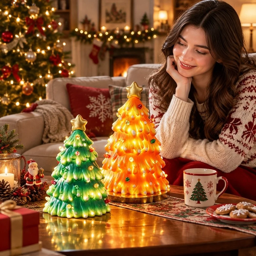 Luminous Christmas Tree Lights Glowing Atmosphere Christmas Tree Night Light LED Colorful Christmas Decoration Figurines Bar