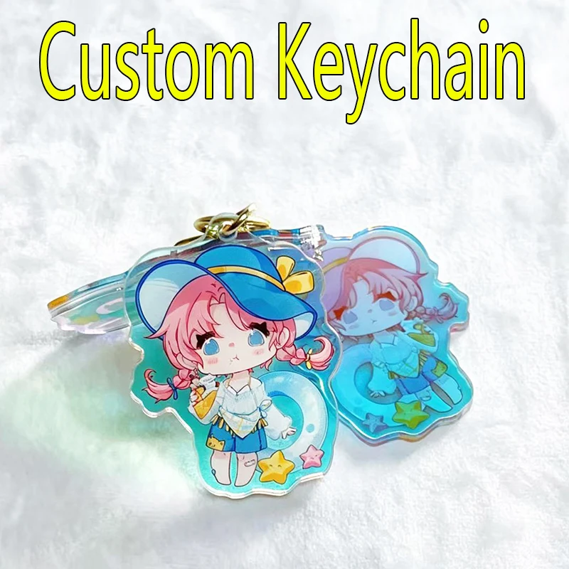 Custom Acrylic Keychain Cartoon Keychain Photo Customization Personalized Holographic Transparent Design
