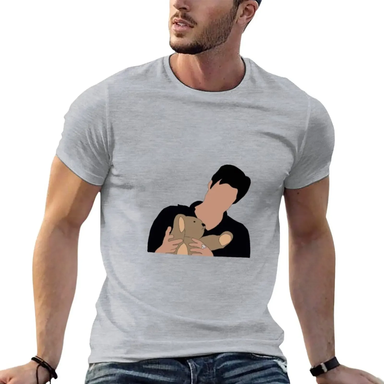 Damon Salvatore with miss cuddles T-Shirt sweat summer clothes customizeds mens plain t shirts