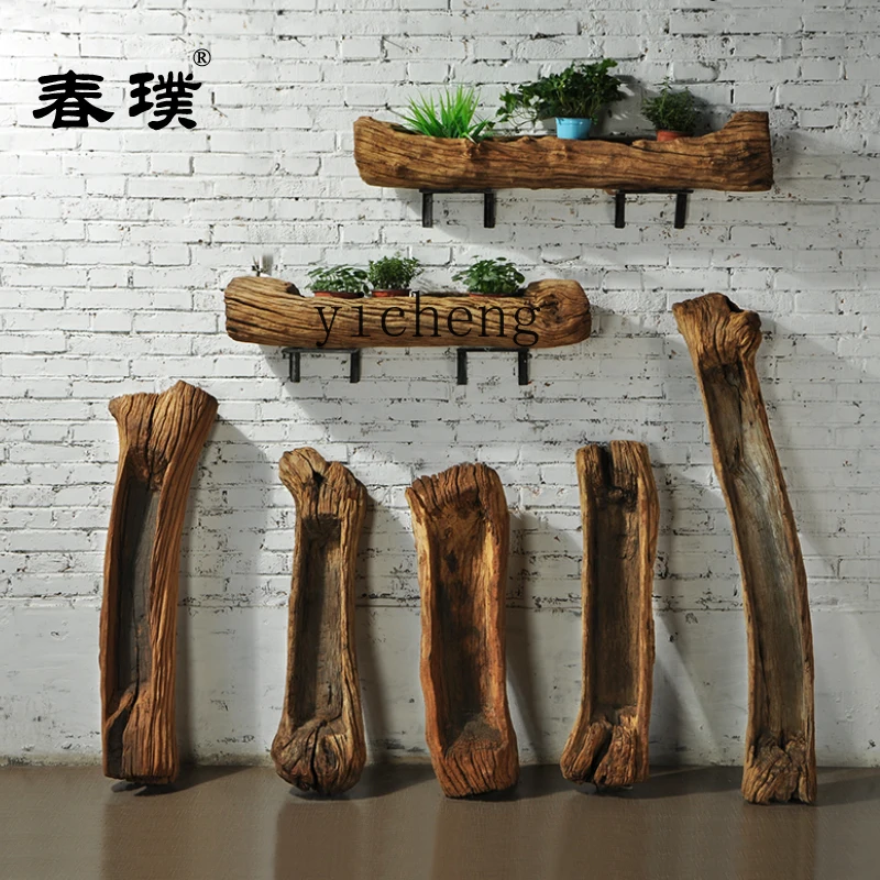 XL Old Wood Slot Flower Pot Head Weathered Texture Flower Slot Anti-Corrosion Wood Succulent Plant Flower Pot