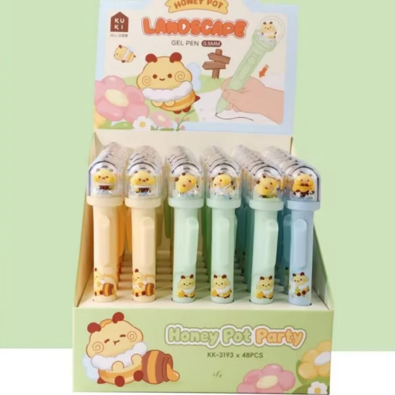 

24pcs/lot Creative Bee Capybara Press Gel Pen Cute 0.5mm Neutral Pen School writing Supplies Promotional Gift