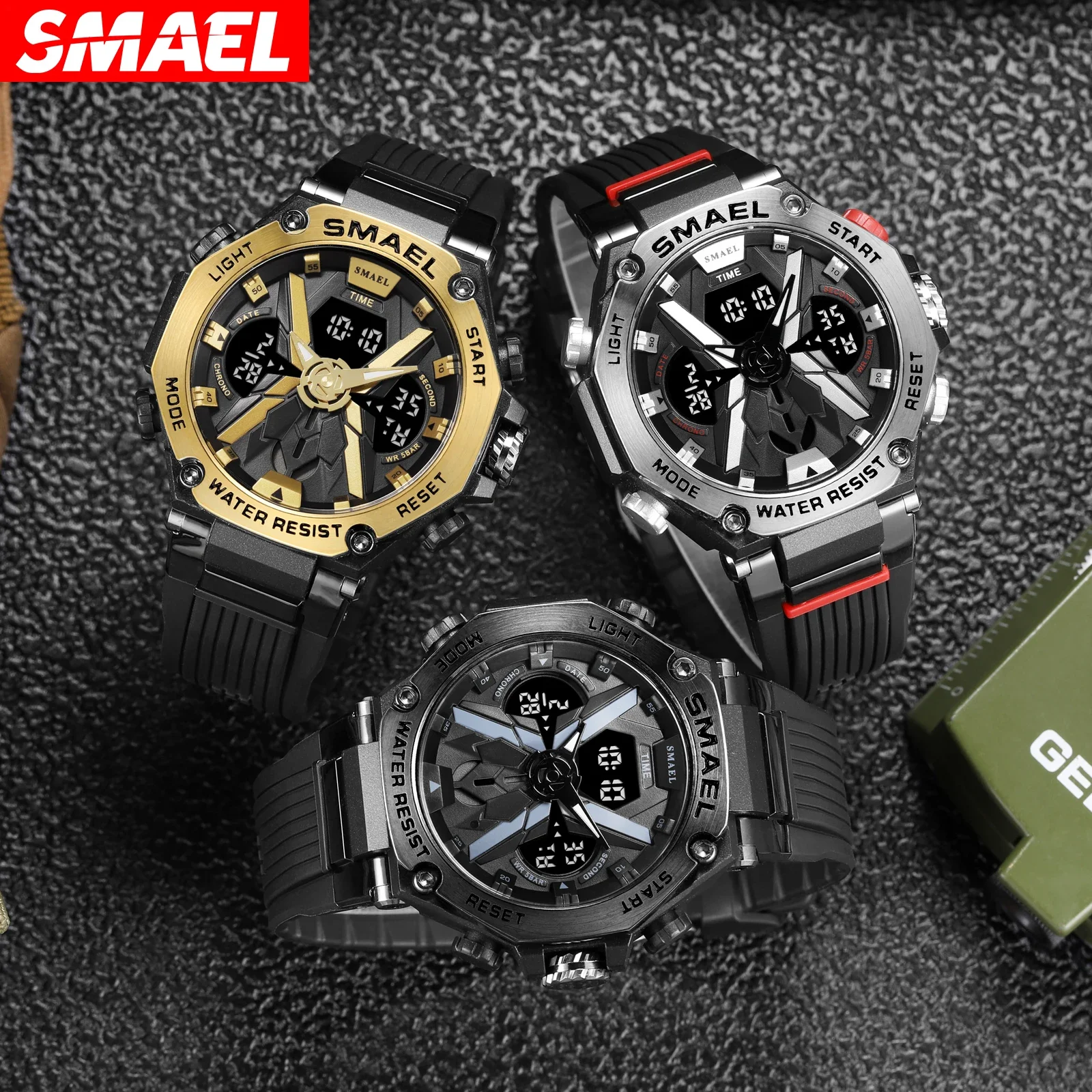 SMAEL electronic watch 8087 alloy men\'s multifunctional sports waterproof