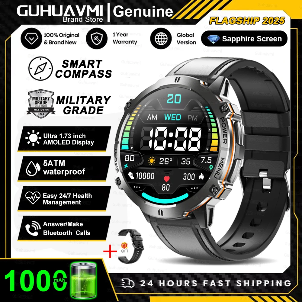 T-Rex 3 Militaire kwaliteit 1000 mAh batterij Smart Watch 10ATM Waterdicht GPS Kompas Hoogtemeter Oproep AMOLED Mannen Zwemmen Sport Smartwatch