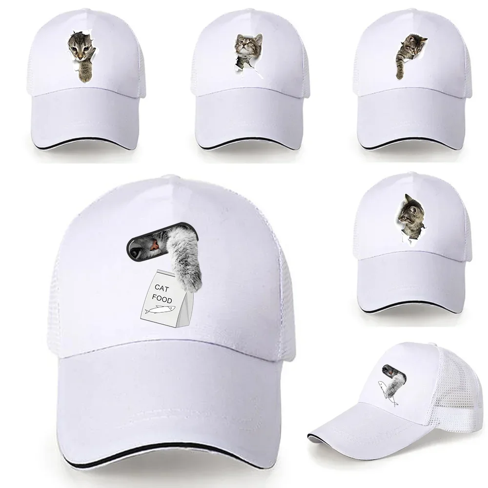 Korean Retro Baseball Hat Cute Cat Pattern Women's Autumn Winter Versatile Caps Summer Couple Men Outdoor Sun Protection