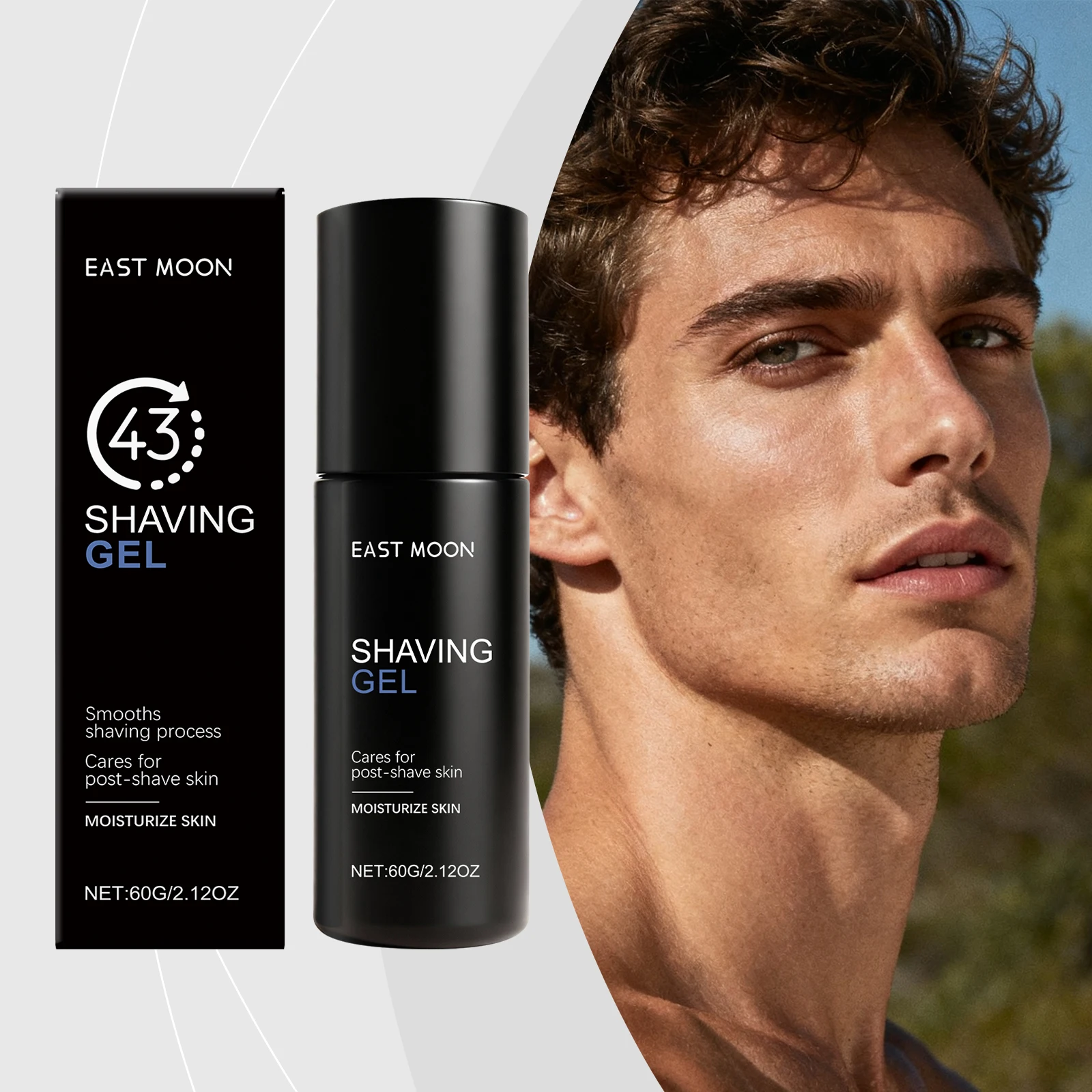 East Moon Men Beard Shaving Care Gel Soothing Pain Lasting Moisturizing Damaged Repairing Growth Inhibition Body Shave Gels 60g
