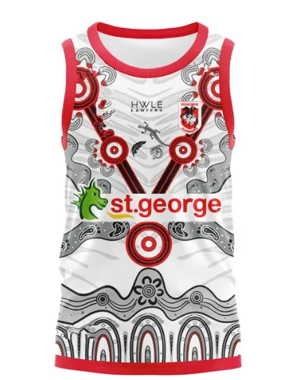 2024 ST GEORGE ILLAWARRA DRAGONS INDIGENOUS RUGBY SINGLET JERSEY size S--5XL ( Print name and number )