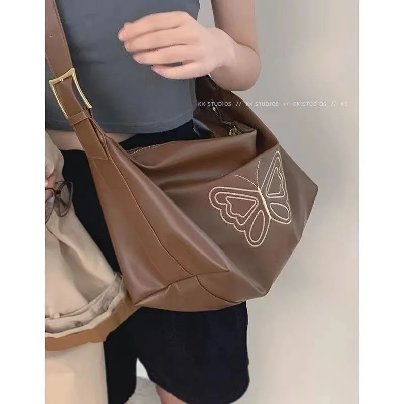 Retro Large Capacity Women 2024 New Fashion Handbag Embroidery Famale Tote Bag Small Crossbody Bag Commuter One Shoulder Bags