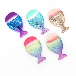 Soft Colorful Cosmetic Brush Mermaid Face Blush Powder Brush Fish Tail Shape Nail Brush Fishtail Bottom Cosmetic Brushes