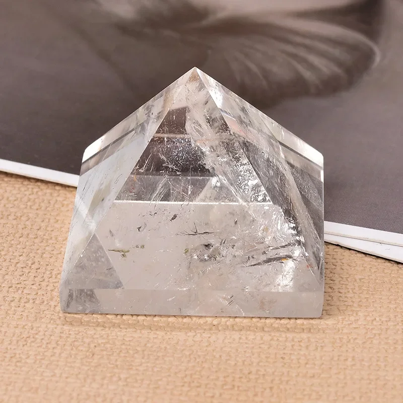 Natural Crystal Pyramid Polished Clear Quartz Protection Crystals for House Office Chakra Meditation Feng Shui Home Decor
