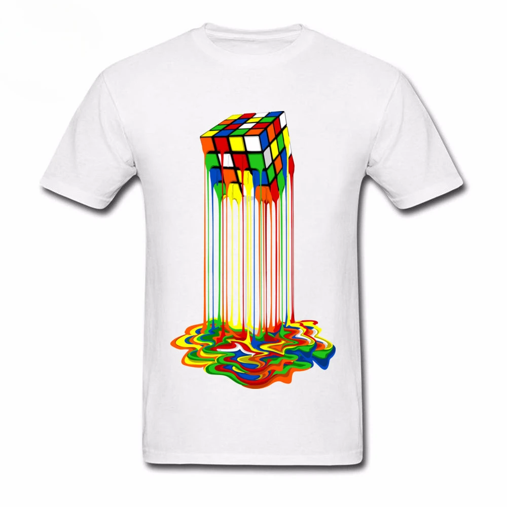 New Tshirt Rainbow Abstraction Melted Image Pure Cotton Young Best Gift Men Tops & Tees Good Quality Short Sleeve printing