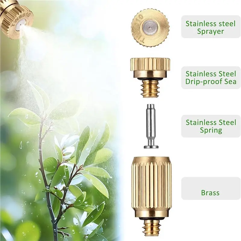 AFOURT-30 Stück Messing-Sprühdüse, 0,02 Zoll/0,5 mm Öffnung, Hochdruck-Sprühdüse für den Außenbereich, tropfsicherer Sprühkopf – Detail 4