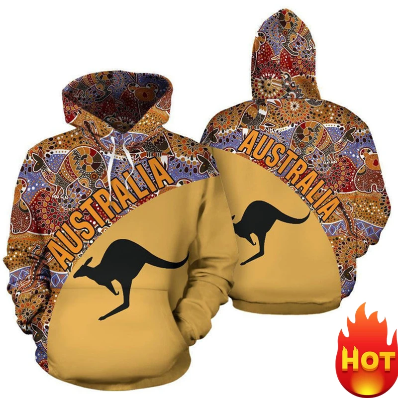 Australia Ethnic Style Men's Hoodies 3D Full Printing Kangaroo Graphic Sweatshirt Casual Harajuku Streetwear Men Designer Hoodie