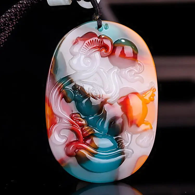 

Xinjiang Hetian Jade Color Jade Zodiac Rabbit Pendant for Men and Women, Twelve Zodiac Signs Ping 'an Pendant